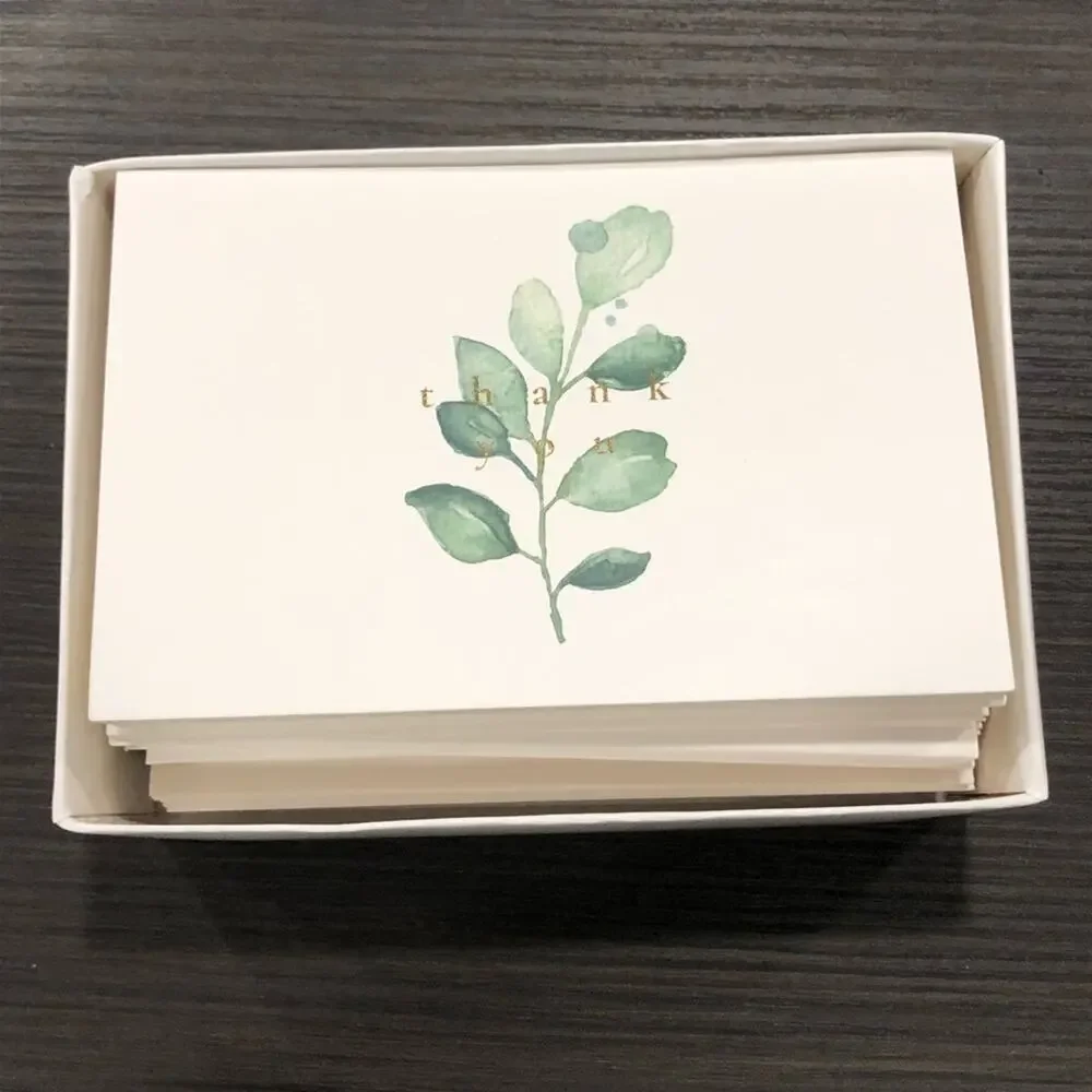 GOOJI Green & Gold‎ Watercolor Botanical THANK YOU Note Cards in 6 Patterns